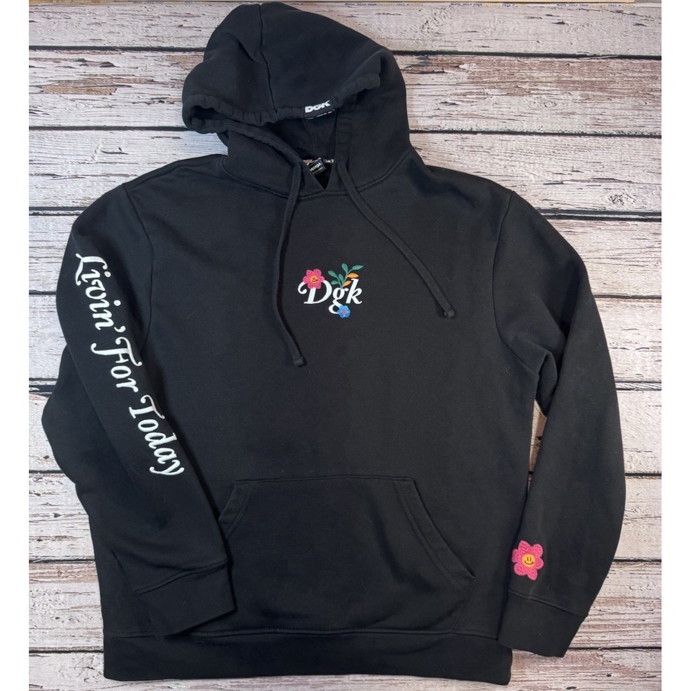 Dgk Floral Embroidered‎ Black Hoodie Livin For Today Medium